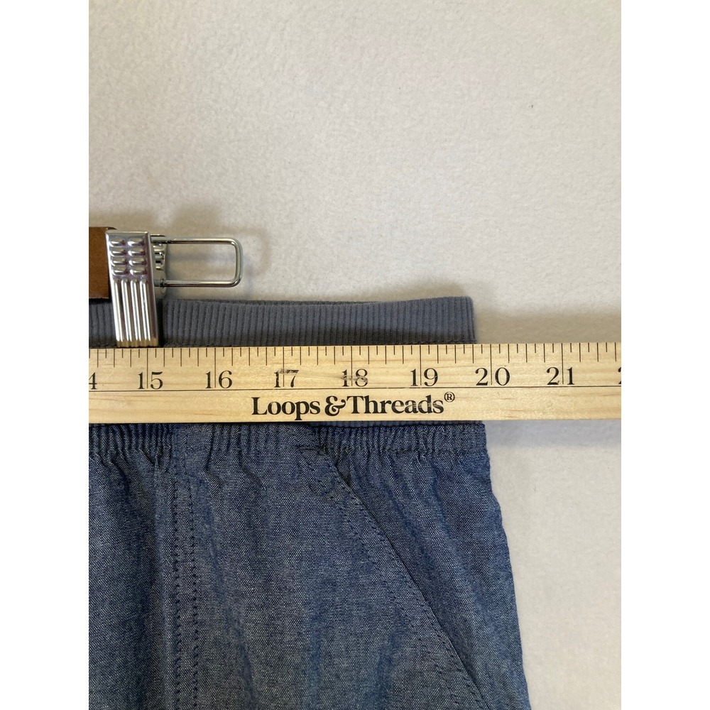 Casual Utility Woman Within Womens 20W Blue Cotton Chambray Cargo Capri Pants - Picture 6 of 11